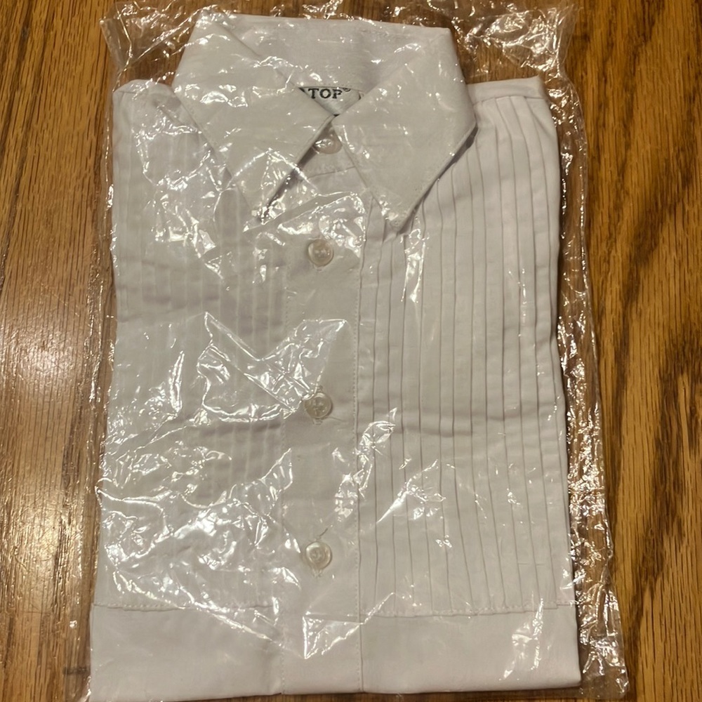 NIP Sz 6M boys long sleeve tuxedo shirt